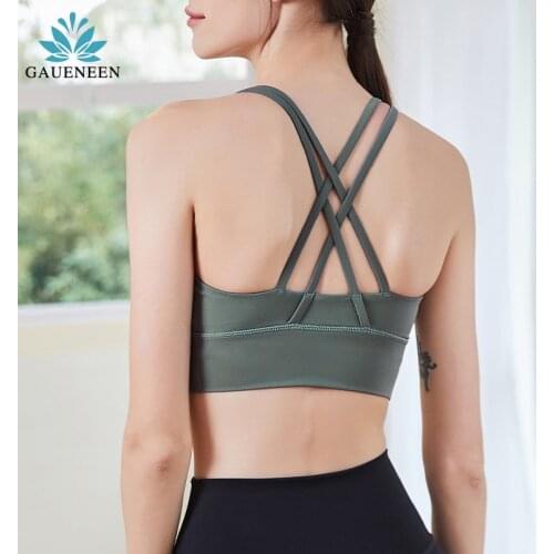 GAUENEEN 2021 New Fabric Nylon Breathable Women Yoga Tops Bra Solid Color And Sexy Sports Wear Outdoor Exercise Clothes