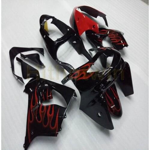 Custom motorcycle cowl for ZX-9R 1998 1999 ZX9R 98-99+Screws red flames ABS motor Fairing