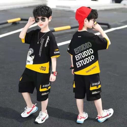 Boys Suit 2021 Kids Comfortable Short Sleeve Sets Summer New Childrens Clothing Baby Boy Handsome Sports Two Piece Suit