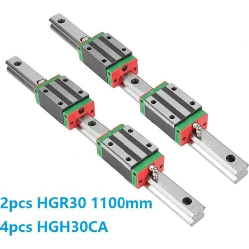 China Made 2pcs Linear Guide Rail HGR30 -L 1100MM + 4pcs HGH30CA Or HGW30CC Sliding Block Carriage CNC router
