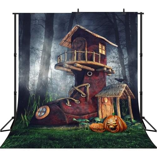 Lyavshi seamless photography background Boots House evil pumpkin Halloween theme backdrop professional photo studio