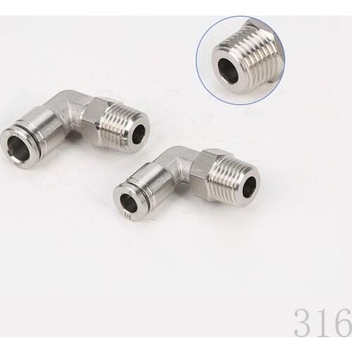 M5 M6 1/8" 1/4" 3/8" 1/2" BSPT Male Elbow Pneumatic 316 Stainless Steel Push In Quick Connector Release Air Fitting Plumbing