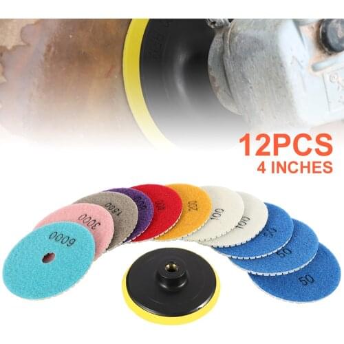 16pcs Diamond Polishing Pads Kit 4 inch 100mm Wet/Dry for Granite Stone Concrete Marble Polishing Use Grinding Discs Set