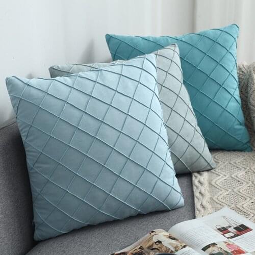 Pillow Cover Nordic Suede Plaid Pillowcase Car Cushion Bedside Pillow Cover Home Decor Cushion Cover Pillow Covers Decorative