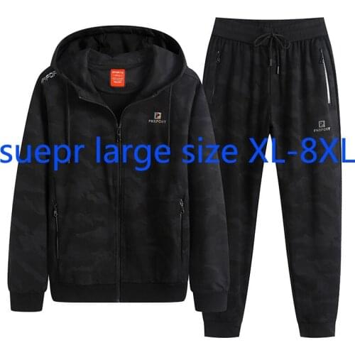 New Arrival High Quality Suepr Large Spring Men Fashion Casual A Set Camouflage Print Sweatshirt Hoodies Plus Size XL-7XL 8XL