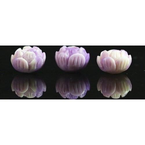 New purple synthetic shell 7x10mm lotus flower accessories loose beads diy charmng women jewelry 10pcs B904