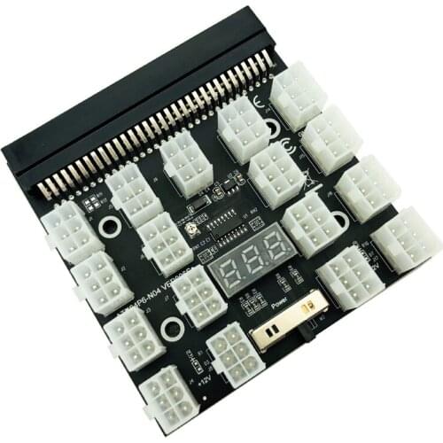 Power Board PCI-E 17x 6Pin Power Supply Breakout Adapter Converter 12V for Ethereum BTC Antminer Miner Mining HP Server PSU GPU