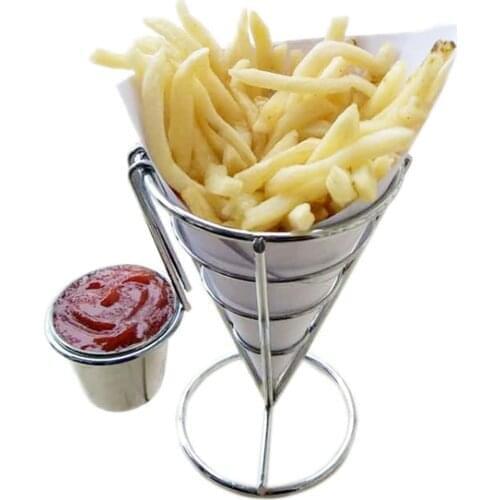French Fry Holder With Double Sauce Stand Cone Fries Holder Holds Popcorn Vegetables Fruit And Other Appetizers