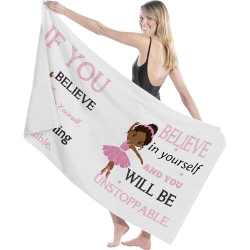 Pink Afro Ballet Girl Bath Towel Microfiber Beach Towel Bathroom Supplies Bath Towels for Adults