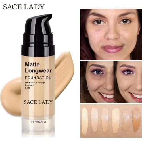 SACE LADY Moisturizing and Brightening Skin Foundation Powder Base Cream Waterproof Lasting Concealer Makeup Cosmetic
