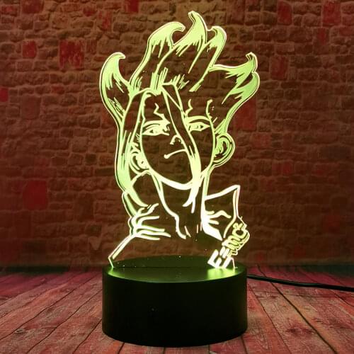 Luminous 3D Illusion LED Nightlight Colorful Desk Lamp Model Dr STONE Manga Anime Figure Toys for kids