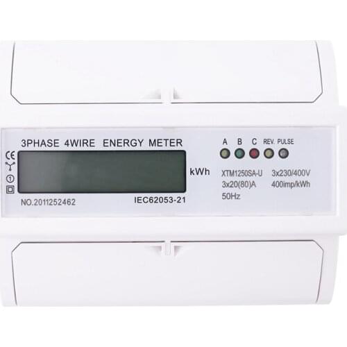 TOP 3 Phase 4 Wire Electric Digital Kwh Energy Meter LCD Three Four Wire DIN-Rail KWh Meter 230V/400V