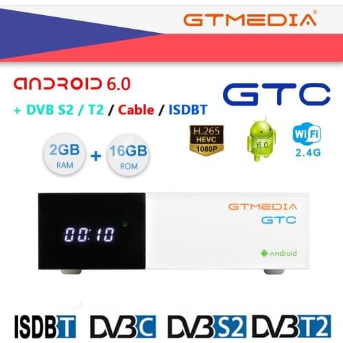 GTMEDIA GTC Android TV Box Receptor DVB-T2/S2/C ISDB-T Youtube Bluetooth 4.0 with server support M3U Set top box