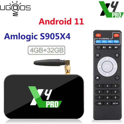 UGOOS X4 Pro TV BOX Android 11 Amlogic S905X4 LPDDR4 4GB 32GB Support AV1 CEC HDR 1000M BT4.0 OTT 4K Media player VS X3 PRO