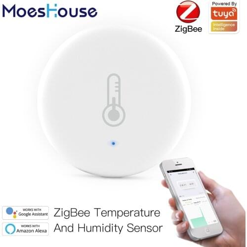 MoesHouse Tuya Smart ZigBee Smart Temperature And Humidity Sensor Battery Powered Security With Tuya Smart Life App Alexa