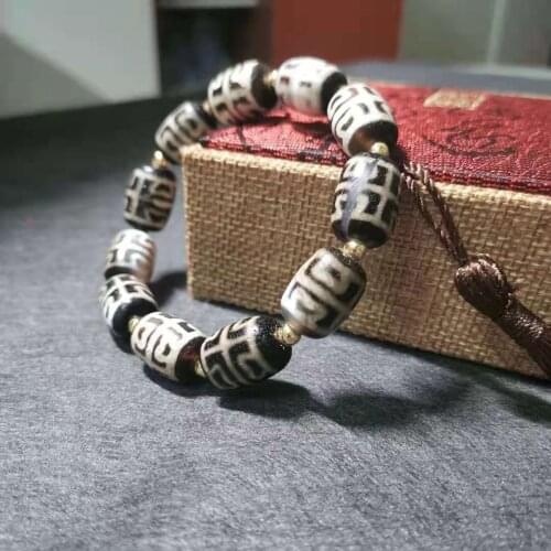 Weathered horseshoe pattern antique collection Buddha heart Bodhi agate dzi bracelet pulseras men women jewelry natural stone