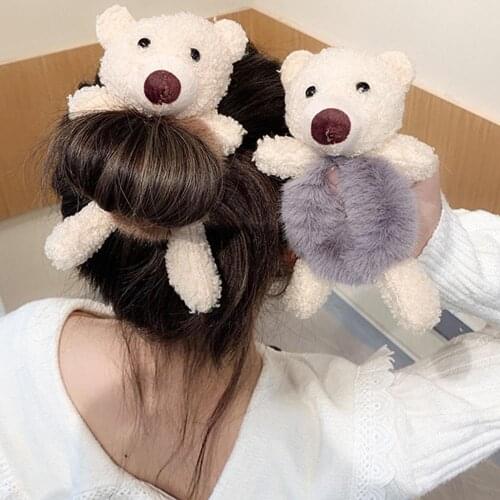 Women Girls Ponytail Rubber Bands Cute Bear Rabbit Hair Tie Ropes Elastic Fashion Scrunchies New Plush Hair Accessories