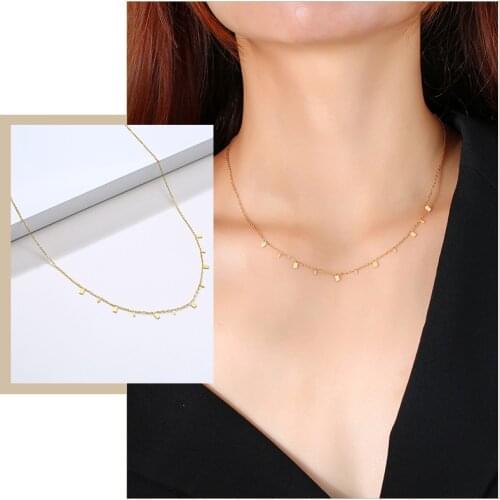 Women Chic Square Charms Chokers Necklace Gold Color Stainless Steel Link Chain Geometric Minimalist Collar Jewelry
