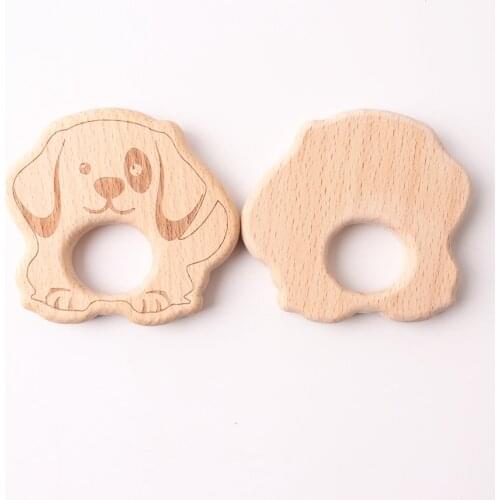 10PC Beech Wooden Teether Dog Teething Original Wood Non-toxic Food Grade Materials DIY Pendant Chew Toys Baby Teether