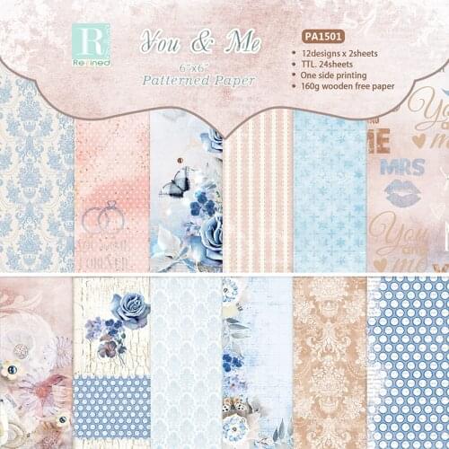24 sheets 6"X6" you and me patterned paper Pad Scrapbooking paper pack handmade paper craft Background pad Alinacraft