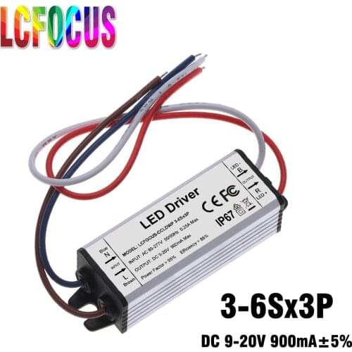 3-6Sx3P Lighting transformer 9W 12W 15W 18W constant current 900mA 9-20V PF waterproof LED driver, suitable for high bay lig