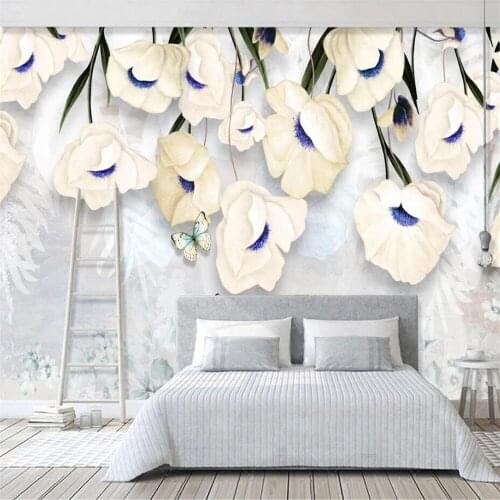 Milofi custom 3D wallpaper mural modern minimalist fresh three-dimensional flower living room bedroom background wall decoration