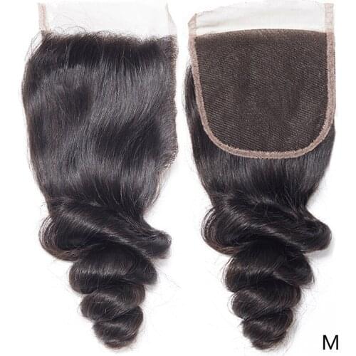 4x4 Lace Closure Human Hair Closure Loose Wave Brazilian Hair Weave Extension Natural Color Remy Frontal Closure Middle Part