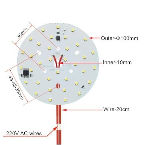 50Pcs 220V SMD 15W 100mm White Light LED Lighting Board Pannel Source Beads Aluminum Plate Base