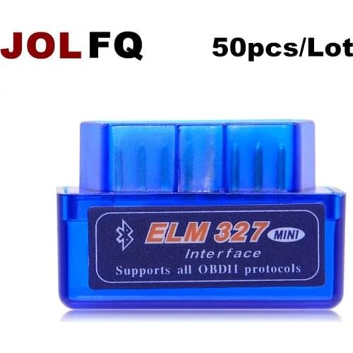 JOLFQ 50pcs Super ELM327 V2.1 Bluetooth OBD2 Auto Code Reader Car Diagnostic ELM 327 MINI Support OBDII Protocols For Android