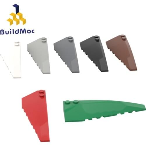 BuildMOC Compatible For 50956 3x10 curved wedge brick Right For Building Blocks Parts DIY LOGO Educ