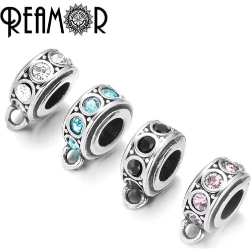 REAMOR 316L Stainless Steel 4 Colors Crystal Pandent Spacer Charm European Style Beads For DIY Bracelet Jewelry Findings