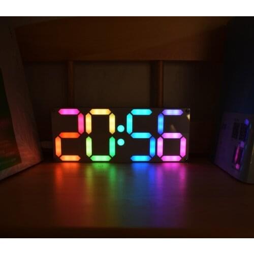 Large Rainbow Color Digital Tube DS3231 Clock DIY Kit With Customizable Colors