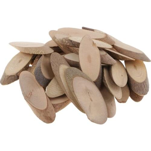 30pcs Wooden Wood Log Slices Natural Tree Bark Slices DIY Wedding Decoration