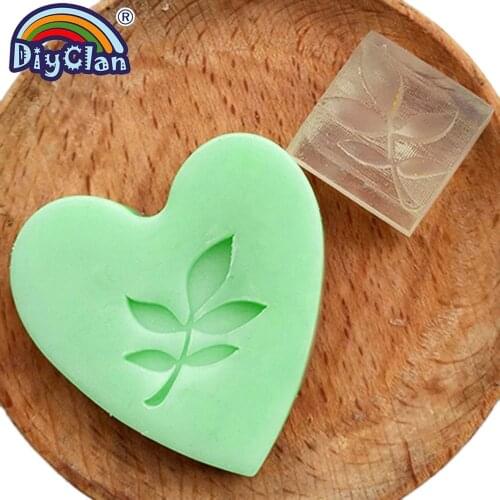 DIY handmade Resin Leaf soap stamp mini diy patterns chapter with handle Z0068SY