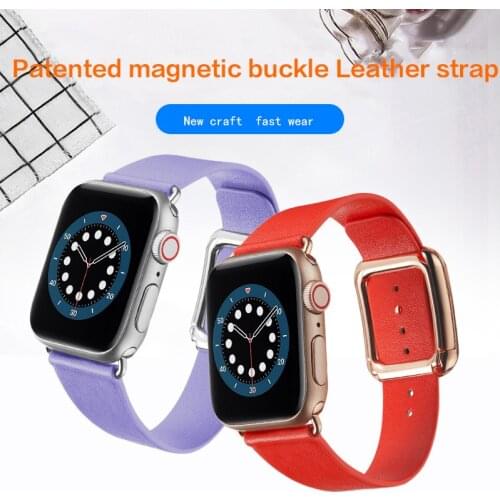 For Apple 6 se patented magnetic buckle leather Watchband iwatchseries 5 4 38mm 40mm wristbad 3 4 42mm 44mm
