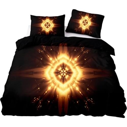3D Gold Laser Light Pattern Bedding Set, 228×228 Duvet Cover Set With Pillowcase,220×260 Quilt Cover,King Size Blanket Cover