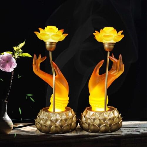 Seven color Buddha lamp, Buddha Hall lamp, household plug-in color changing and fixed light Guanyin God table lamp