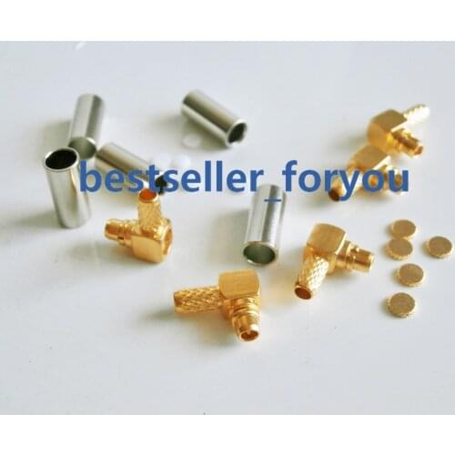 MMCX Crimp Male Plug RA Right Angle RF Connector For LMR100 RG316 RG174 Wholesale