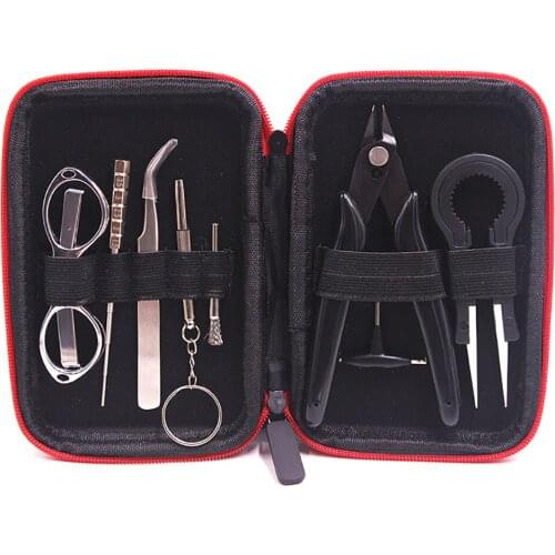 9 in 1 Electronic Cigarette DIY Tool Kit Coil Jig Tweezers Pliers Repair Tool Kits for Cig Accessories Vape Tool Set Bag Coiling