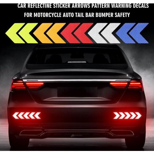 New 10Pcs Car Safety Warning Sticker Reflective Arrow Sign Tape For Car Bumper Trunk Reflector Hazard Tape Car Styling Sticker