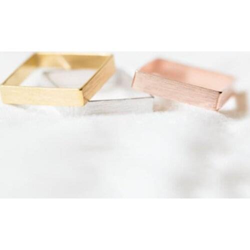 Wholesale 10pc/lot Square Rings Silver Gold Rose Gold Jewelry Geometric Ring For Geek Women Mens Anillos Mujer