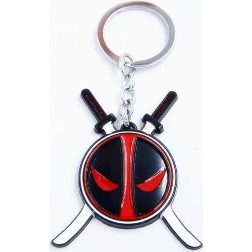 Wholesale 12pcs/lot Deadpool Keychain Personality Metal Alloy Key Rings Size 6.5*4cm Blister Package
