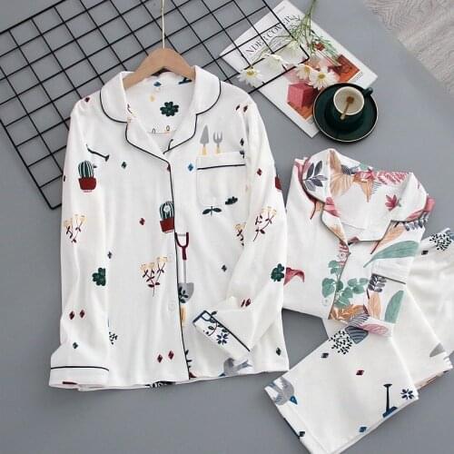 Autumn and Winter Fashion Ladies Cotton Long-sleeved Trousers Suit Big Flower Floral Cotton Wool Suit Home Service Women