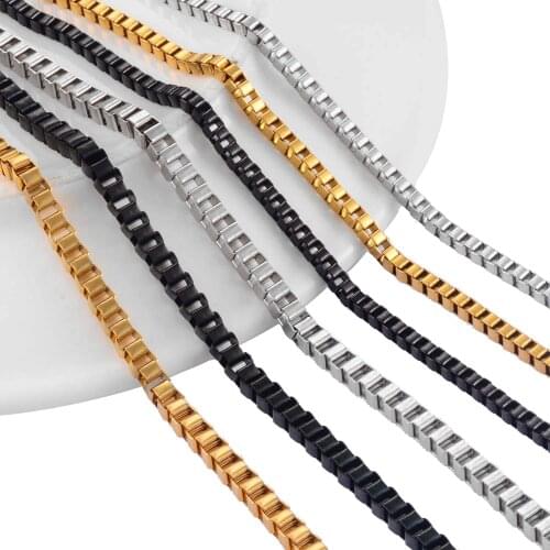 Stainless Steel Box Necklace Classic Style High Quality Waterproof Fashion Chain Men And Women Jewelry