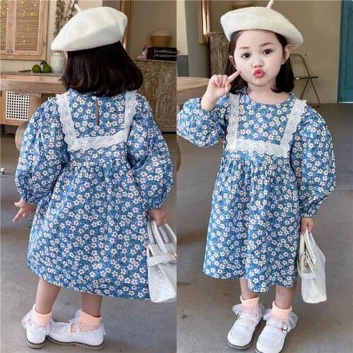 Girl Dress Kids Baby Dress 2021 Blue Spring Autumn Thicken Toddler Princess Clothes Casual Outwear Beach Uniform Dresses Childre