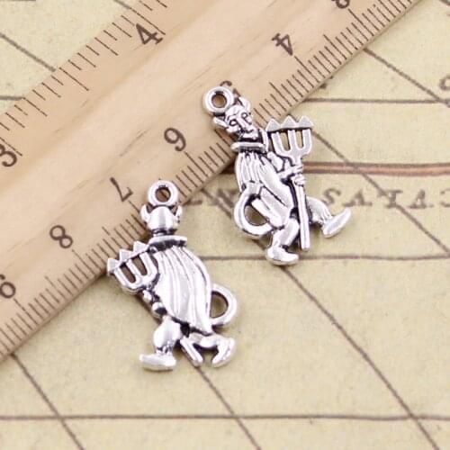 10pcs Charms Satan Demon Devil 26x15mm Tibetan Silver Color Pendants Antique Jewelry Making DIY Handmade Craft