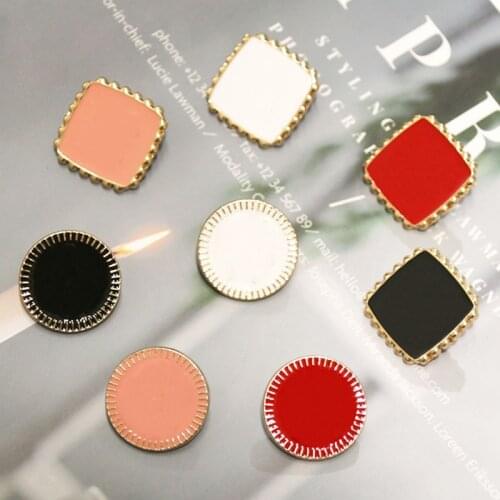 10pcs / lot 2021New 20mm Round Pink Metal Buttons Zinc alloy Gold Buttons For Shirt Jacket Sewing Accessory clothing DIY X54