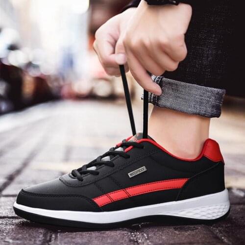 Plus Size PU Leather Hard-wearing Men Sneakers Summer Running Shoes Man Sport Shoes Mens Sports Cheap Black Fitness Walk B-519