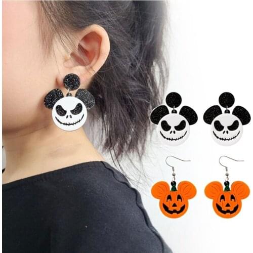 N58F Ghost Pumpkin Dangle Earrings for Women Girl Festive Costume Jewelry Halloween Fancy Dress Accessories for Adult Kids