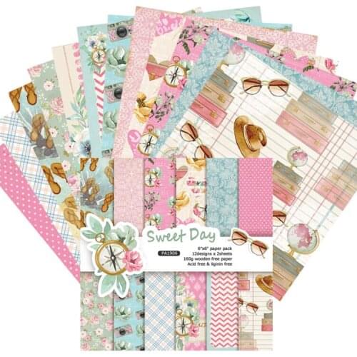 Sweet days Series Scrapbooking Paper Pack Craft Paper Art Card Card Making 6"x 6" 24 Sheets /pack